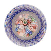 A Baccarat Close Packed Millefiori Mushroom with Blue Torsade Glass Paperweight