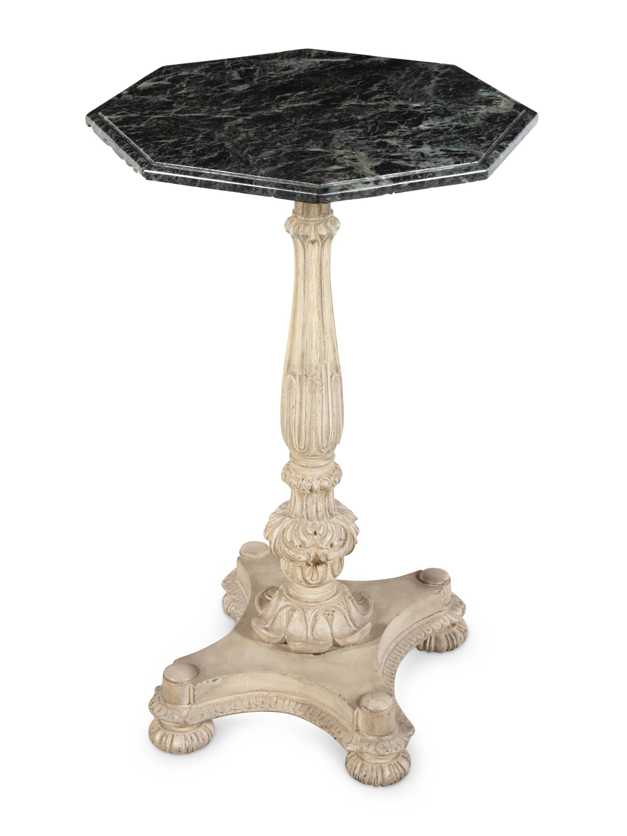 An English Painted Marble-Top Side Table