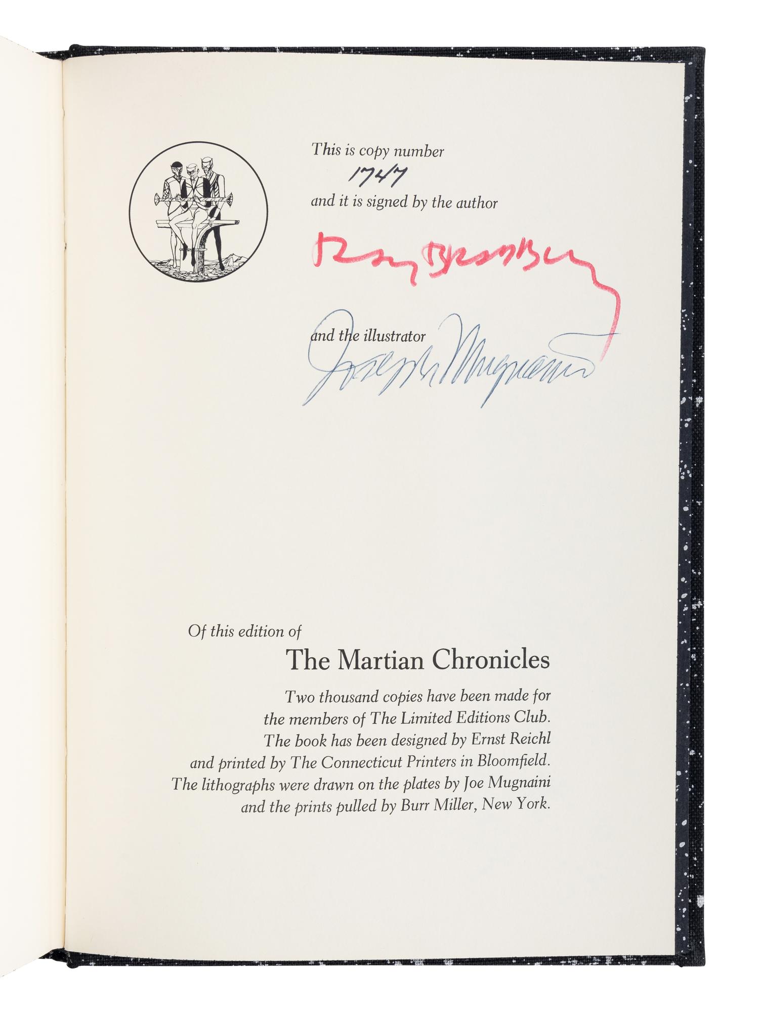BRADBURY, Ray (1920-2012). A group of 4 LIMITED OR FIRST EDITIONS of Bradbury’s works, MOST SIGNED, comprising:
