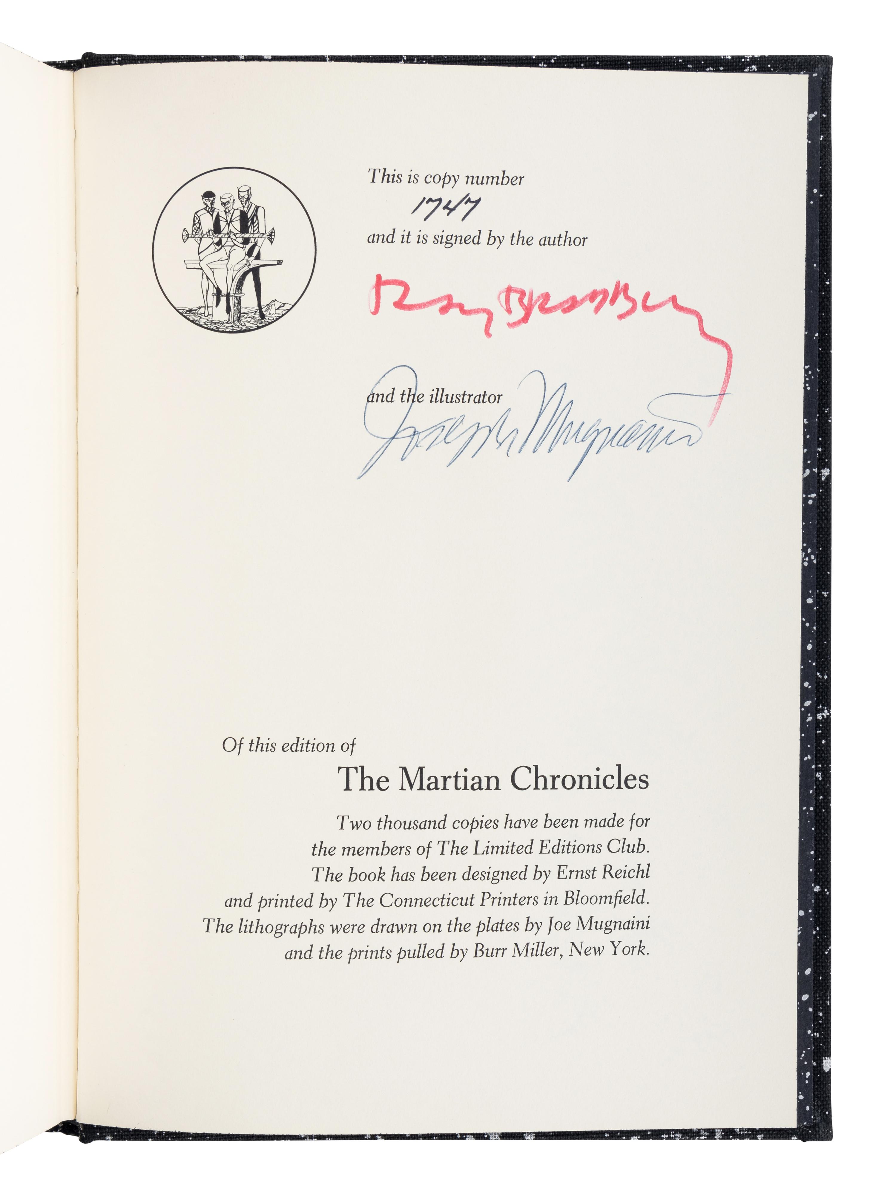 BRADBURY, Ray (1920-2012). A group of 4 LIMITED OR FIRST EDITIONS of Bradbury’s works, MOST SIGNED, comprising: