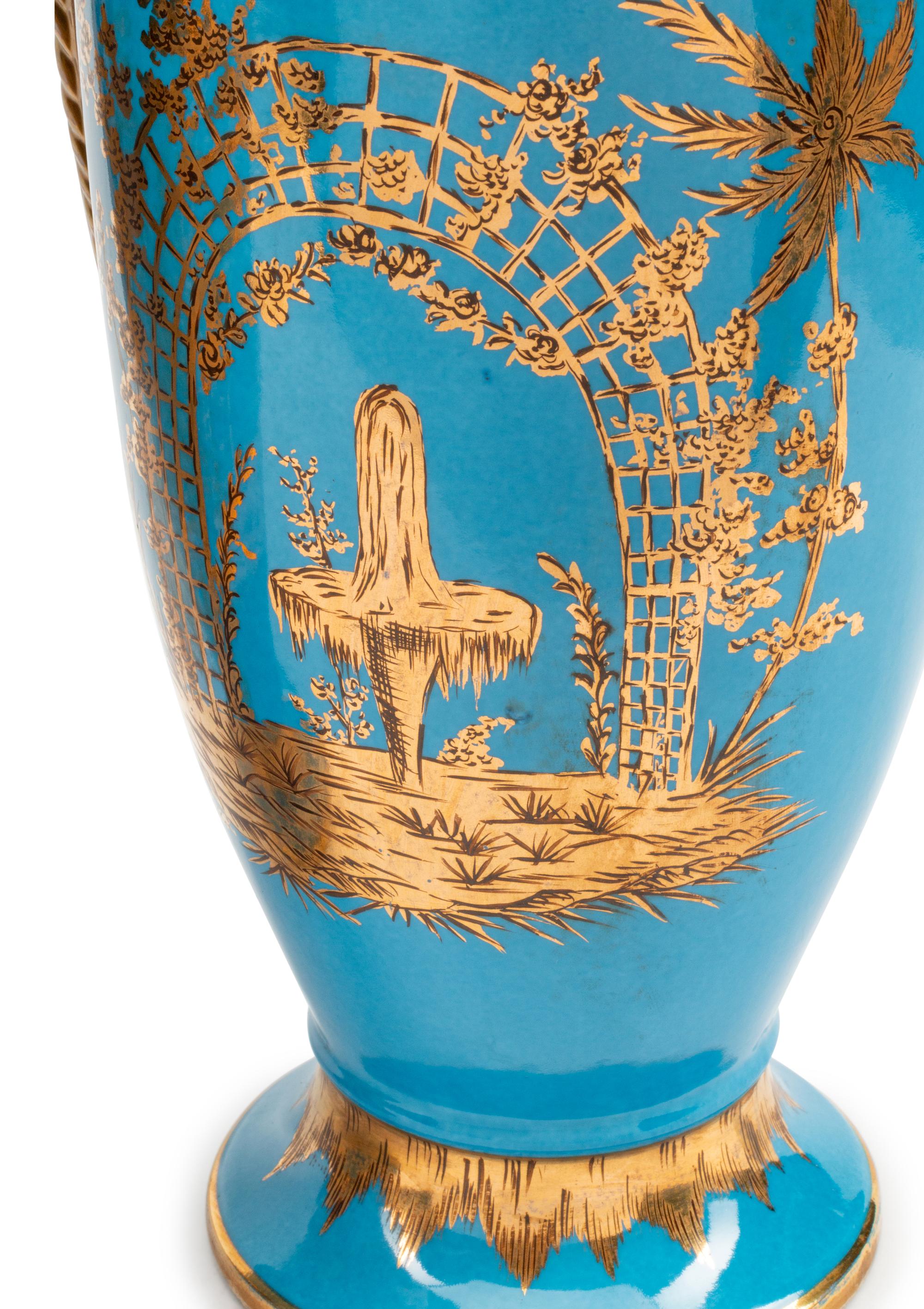 A Pair of Paris Porcelain Chinoiserie-Decorated Vases