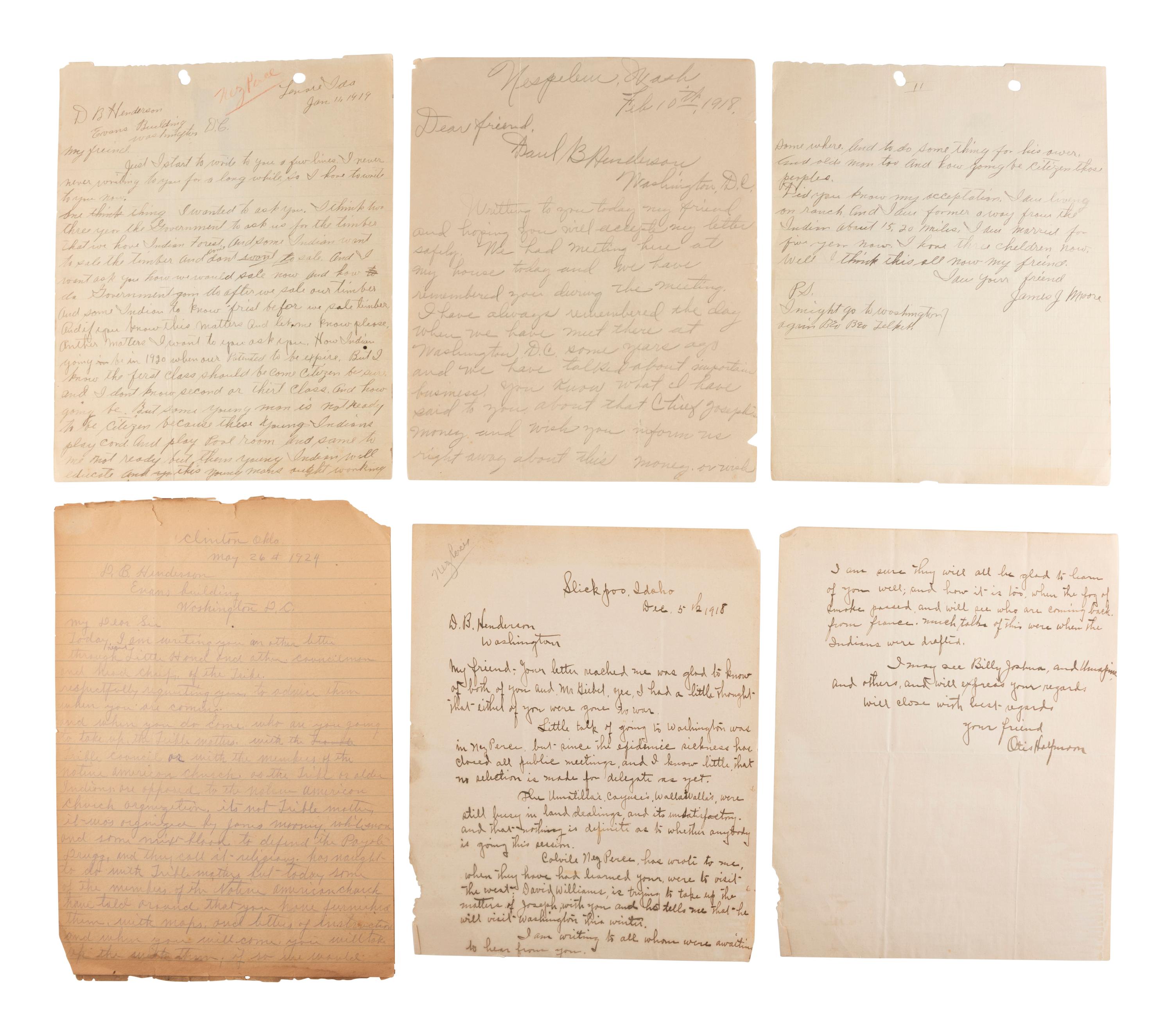 [NATIVE AMERICANS]. Documents related to the Colville Reservation and the Nez Perce.