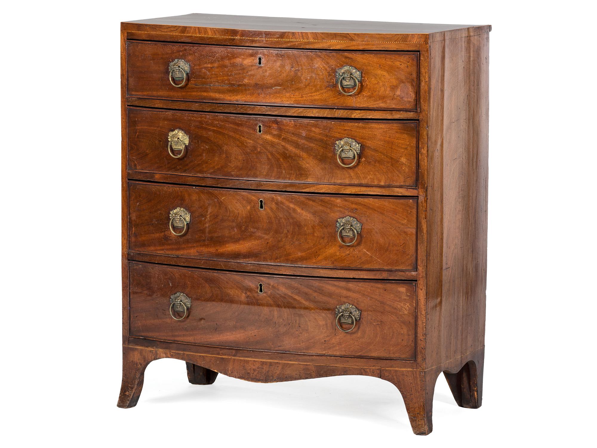 A Georgian Inlaid Bowfront Chest of Drawers
