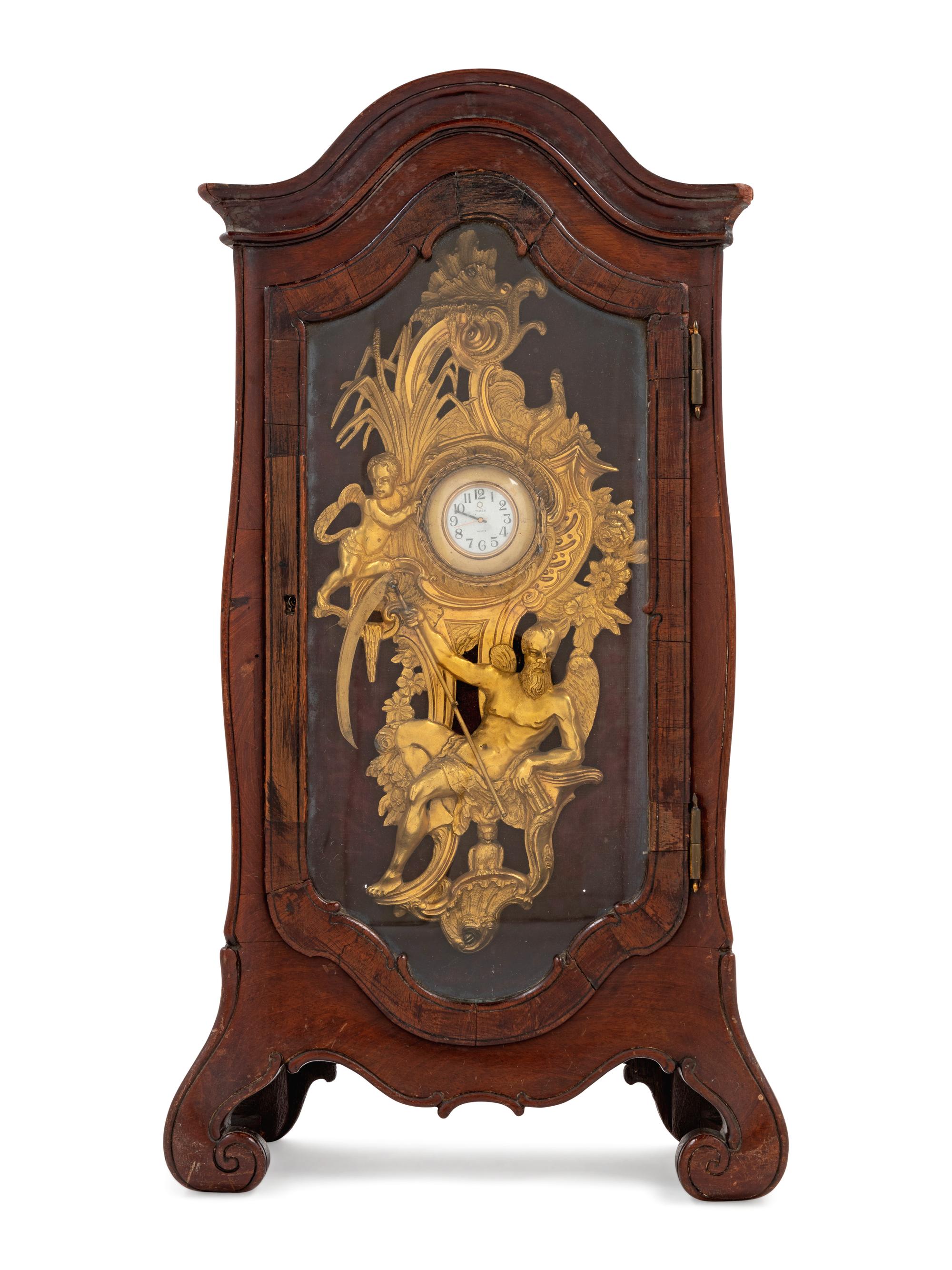 A Continental Walnut Clock Case