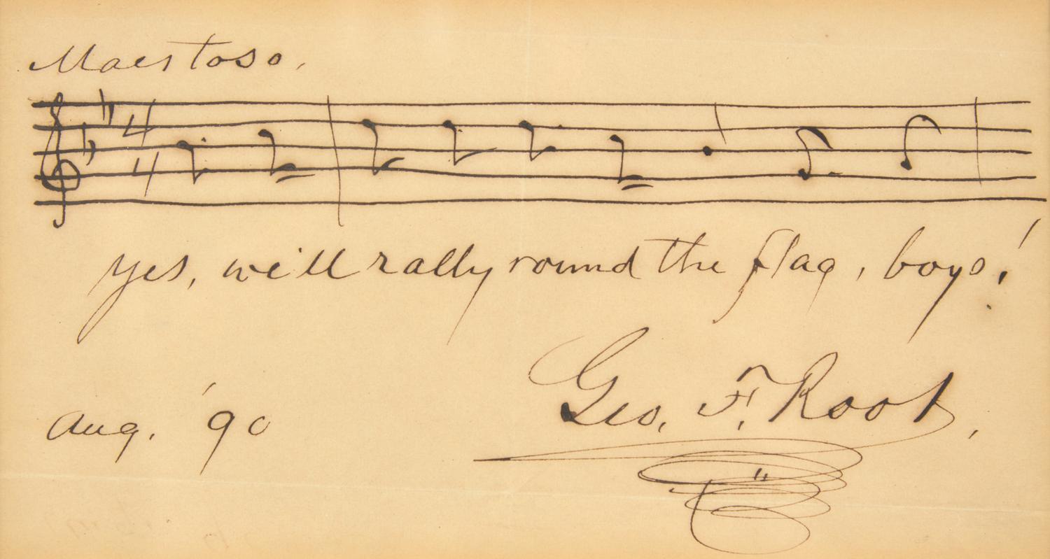 [Americana] Howe, Julia Ward, Irving Berlin, John Philip Sousa, Samuel F. Smith, and George F. Root. Display of Signed Patriotic Song Lyrics