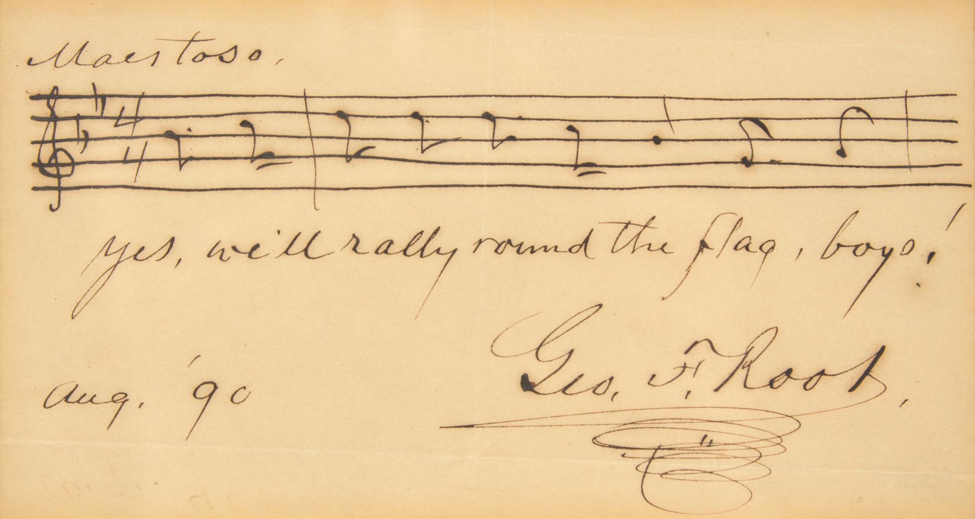 [Americana] Howe, Julia Ward, Irving Berlin, John Philip Sousa, Samuel F. Smith, and George F. Root. Display of Signed Patriotic Song Lyrics