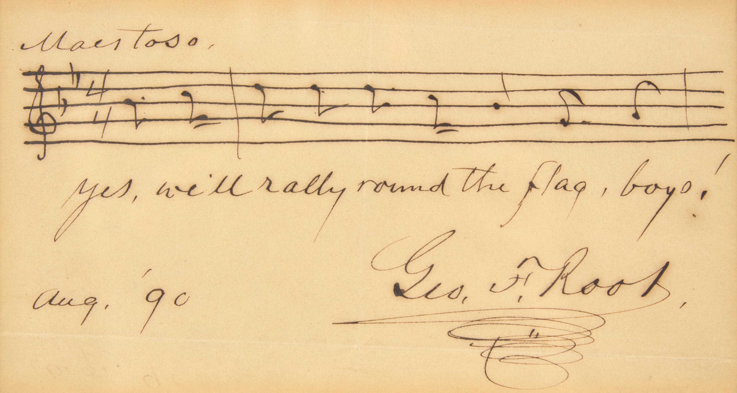 [Americana] Howe, Julia Ward, Irving Berlin, John Philip Sousa, Samuel F. Smith, and George F. Root. Display of Signed Patriotic Song Lyrics