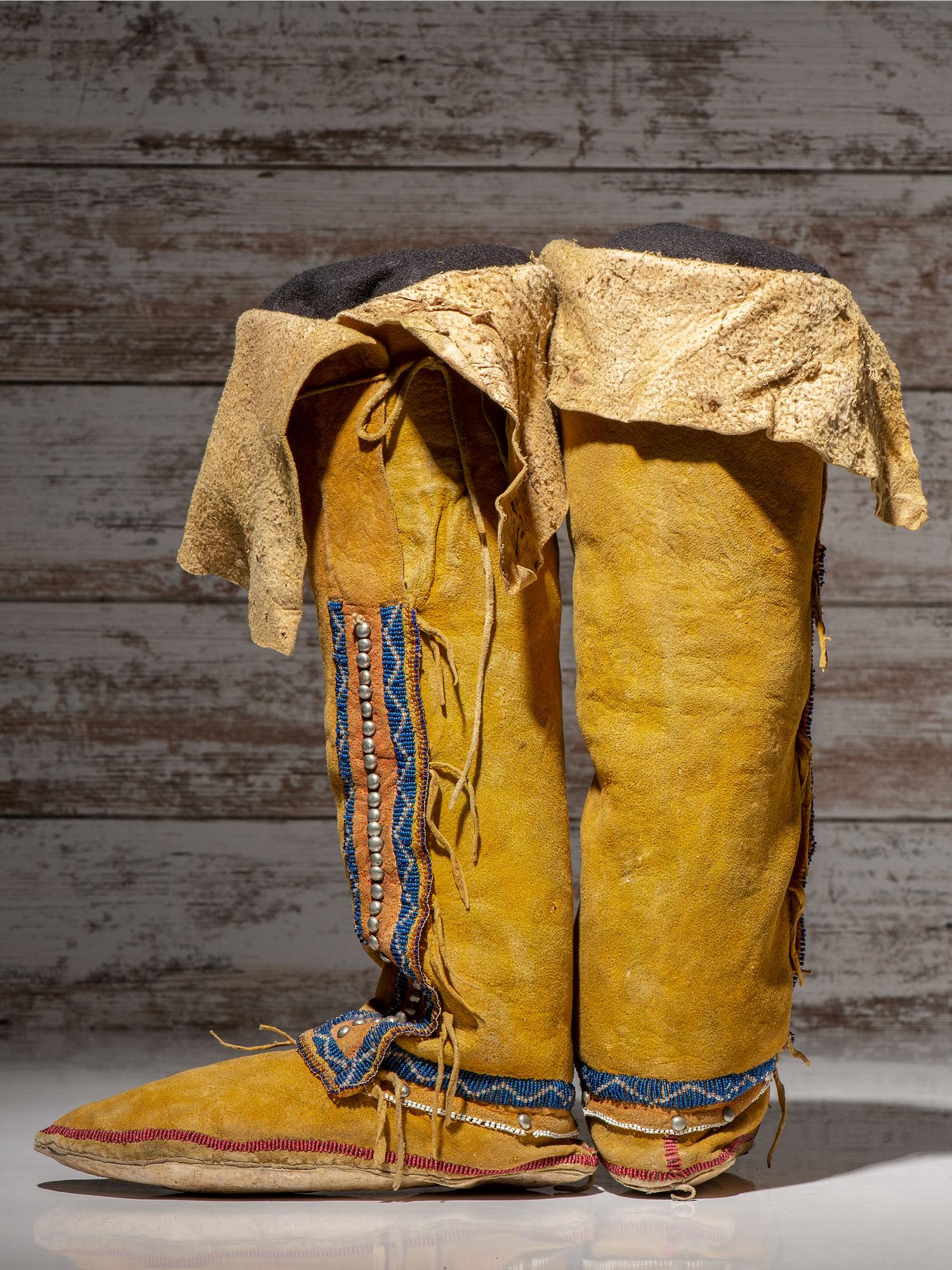 Comanche Beaded Hide Boot Mocassins