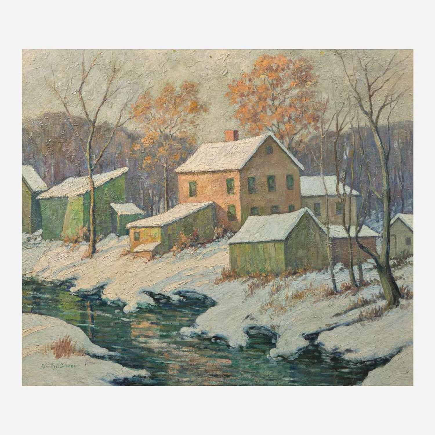 Albert Van Nesse Greene (American, 1887-1971) Snow Scene with Creek