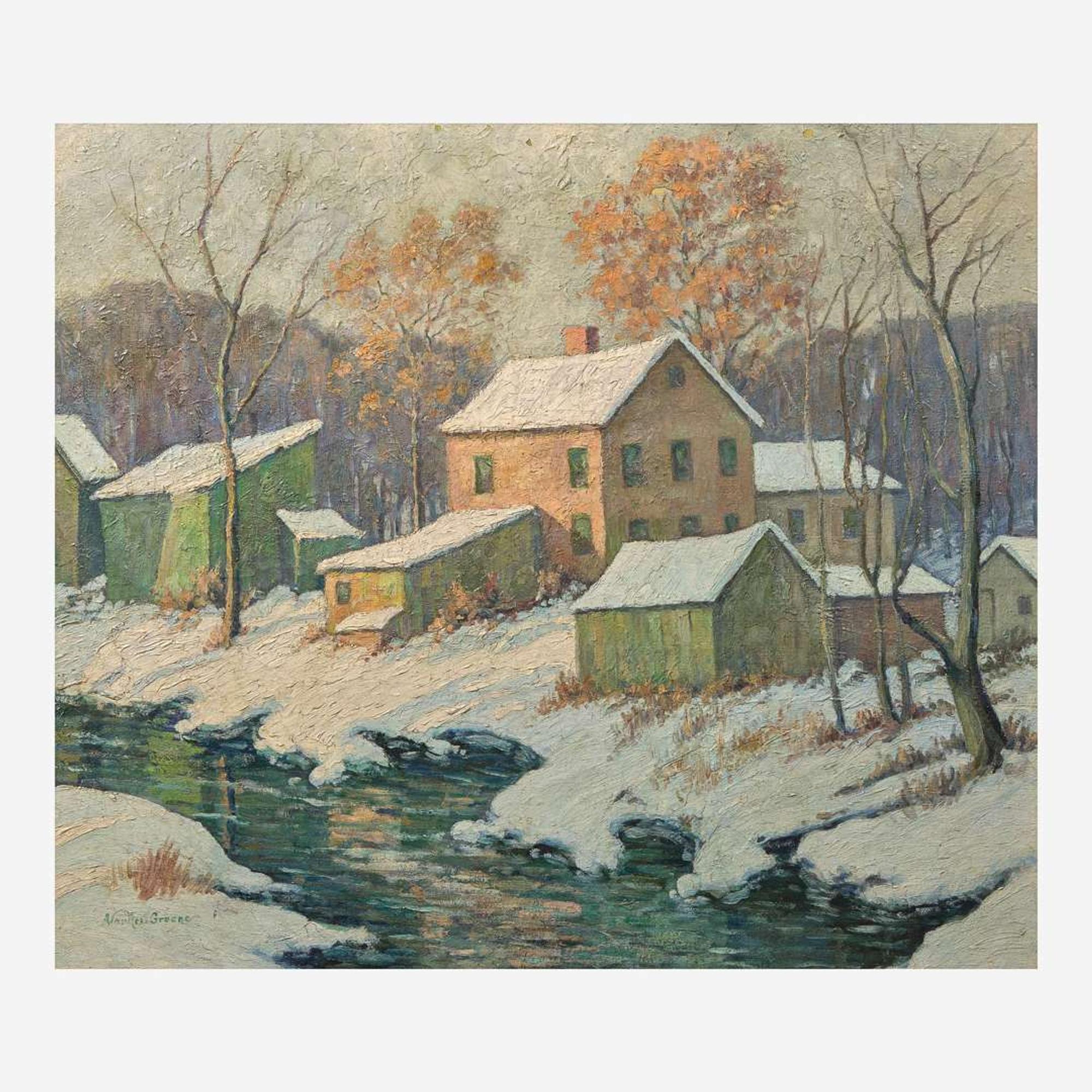 Albert Van Nesse Greene (American, 1887-1971) Snow Scene with Creek