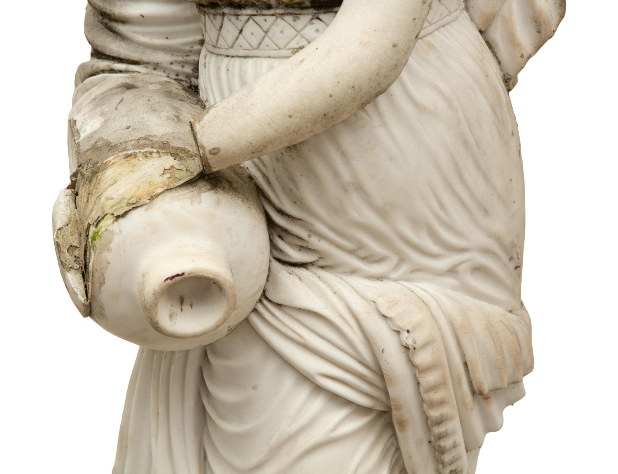 A Carved Marble Figure of a Water Maiden