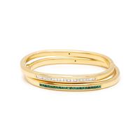 PAIR OF YELLOW GOLD AND GEMSTONE BANGLE BRACELETS