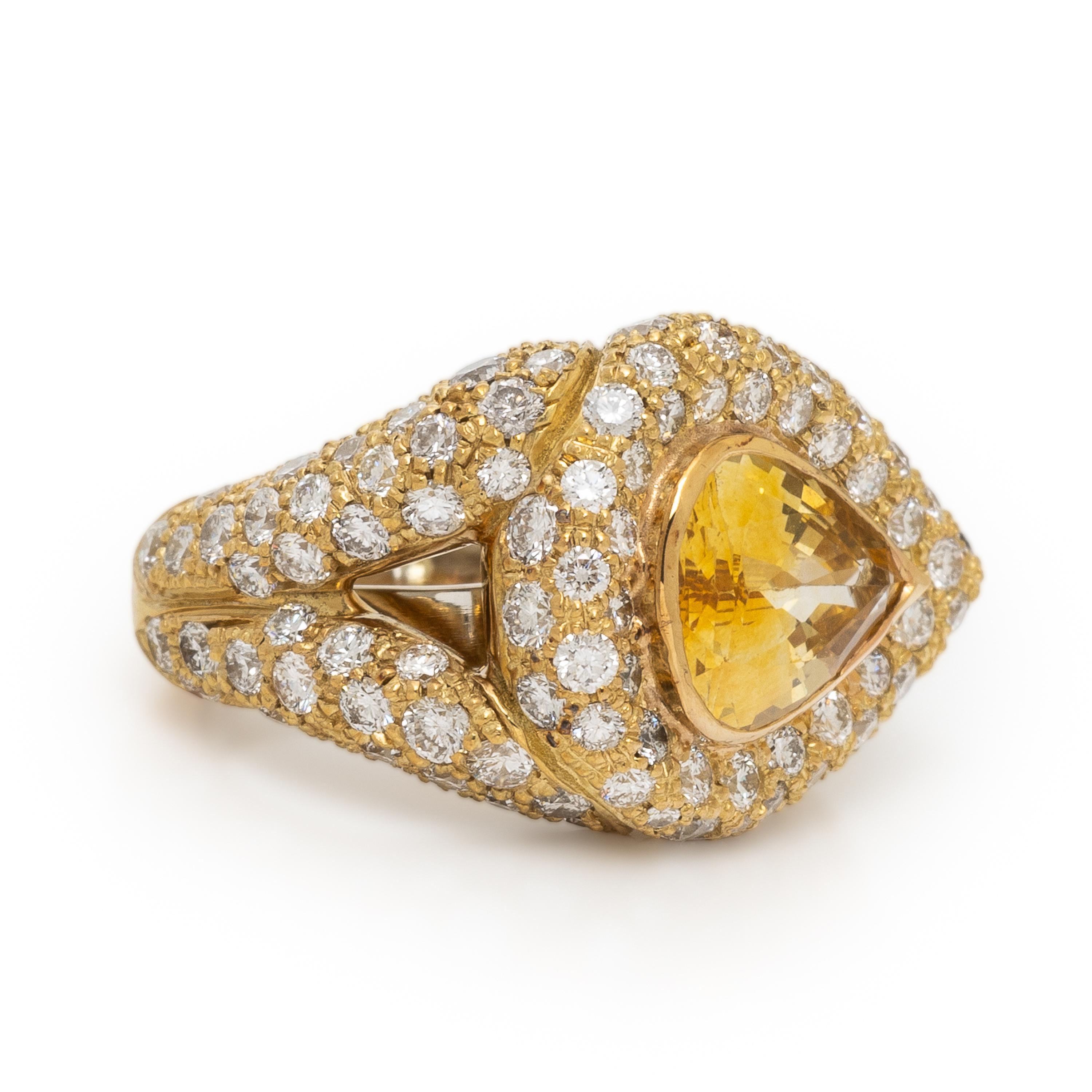 Lois Sasson, Yellow Sapphire, Diamond, and Yellow Gold Ring