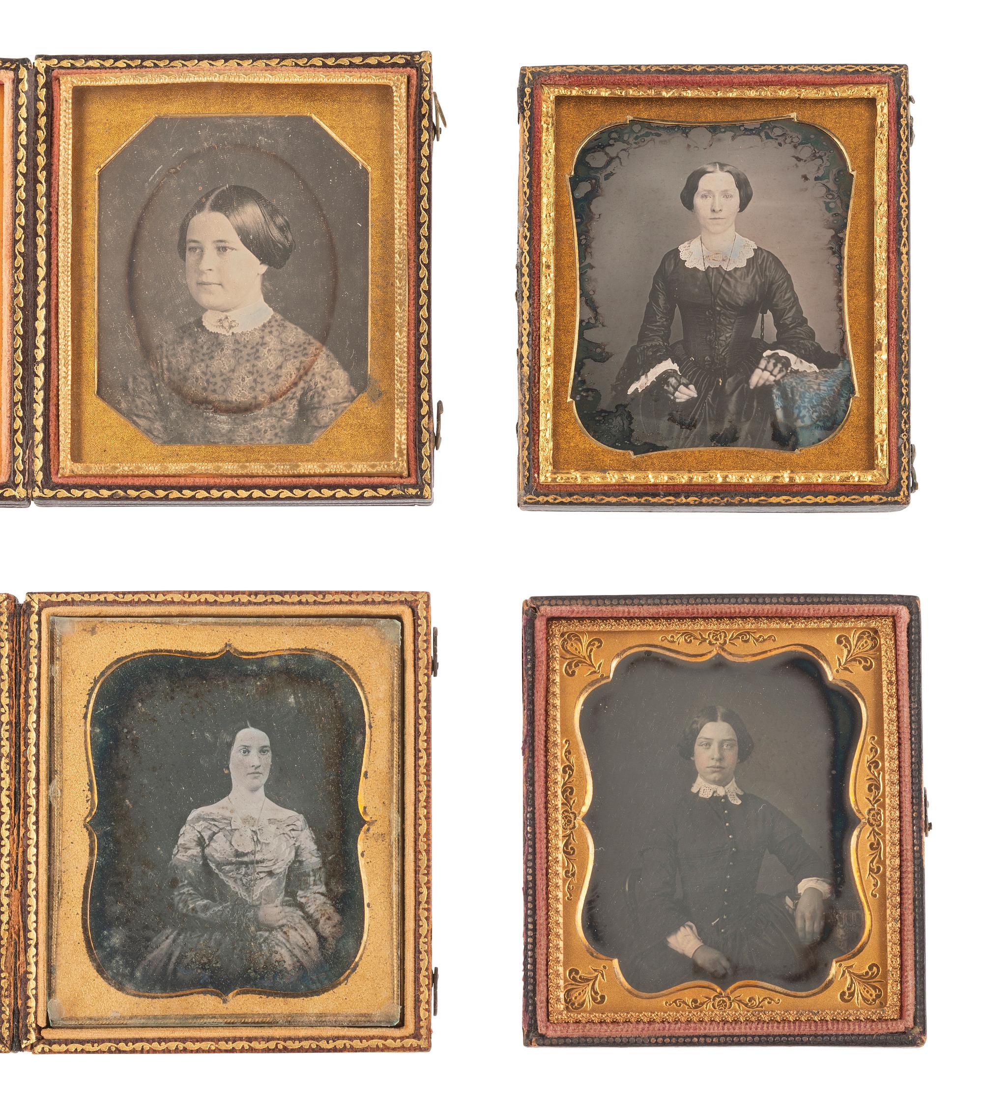 [EARLY PHOTOGRAPHY]. 19 sixth plate daguerreotypes featuring women.