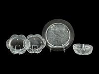 A Lalique Arums Bowl and Pair of Piriac Plates with Koi Border