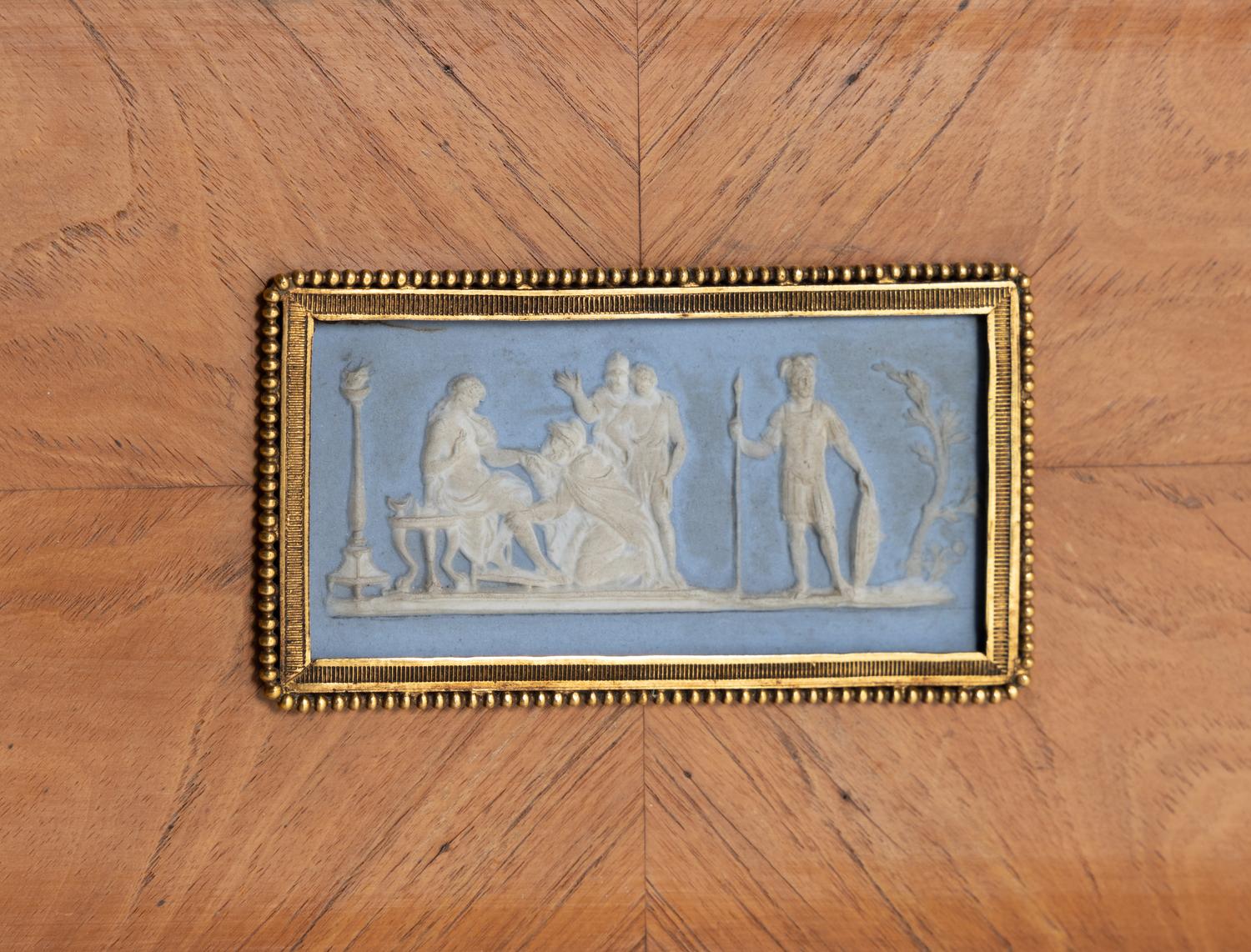 A French Neoclassical Tulipwood and Jasperware Mounted Side Table
