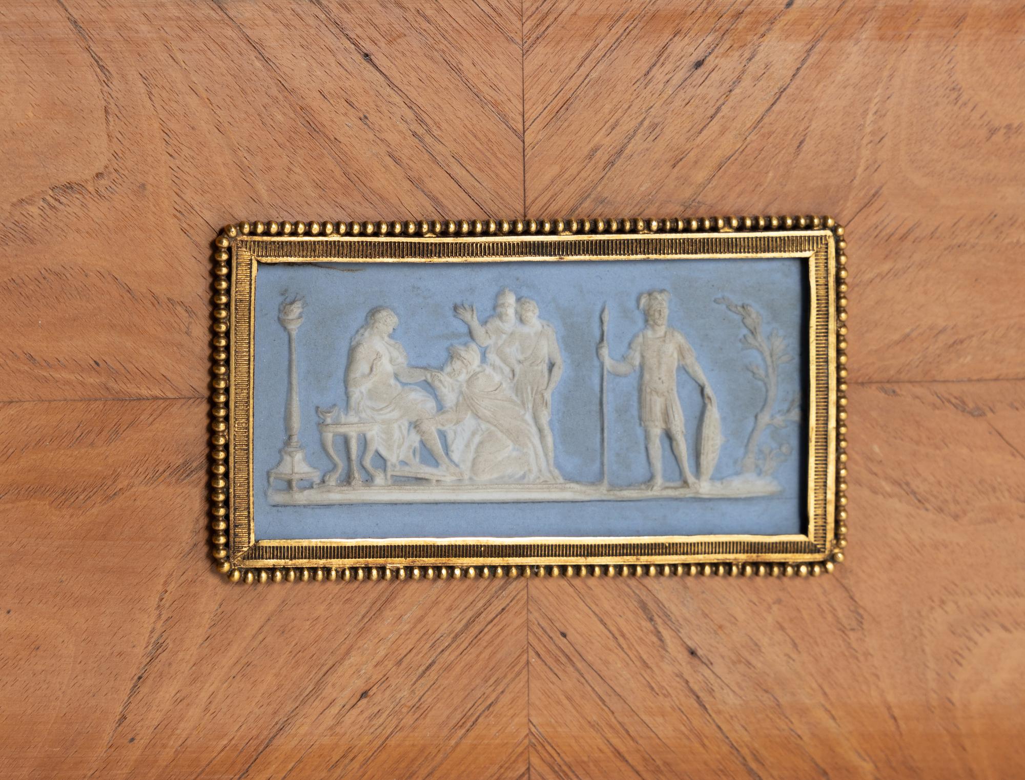 A French Neoclassical Tulipwood and Jasperware Mounted Side Table