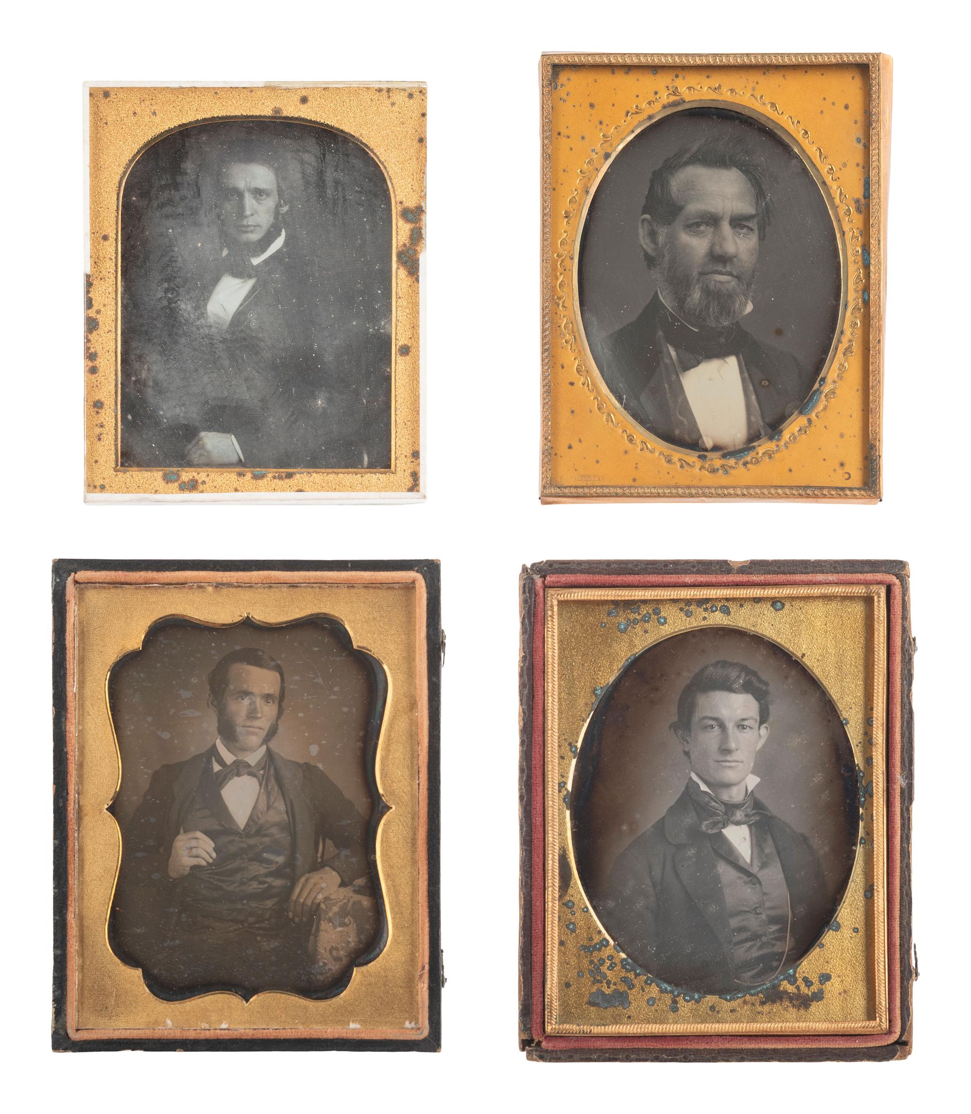 [EARLY PHOTOGRAPHY]. 16 quarter plate daguerreotypes of men, incl. examples by CAHILL and WHITNEY.