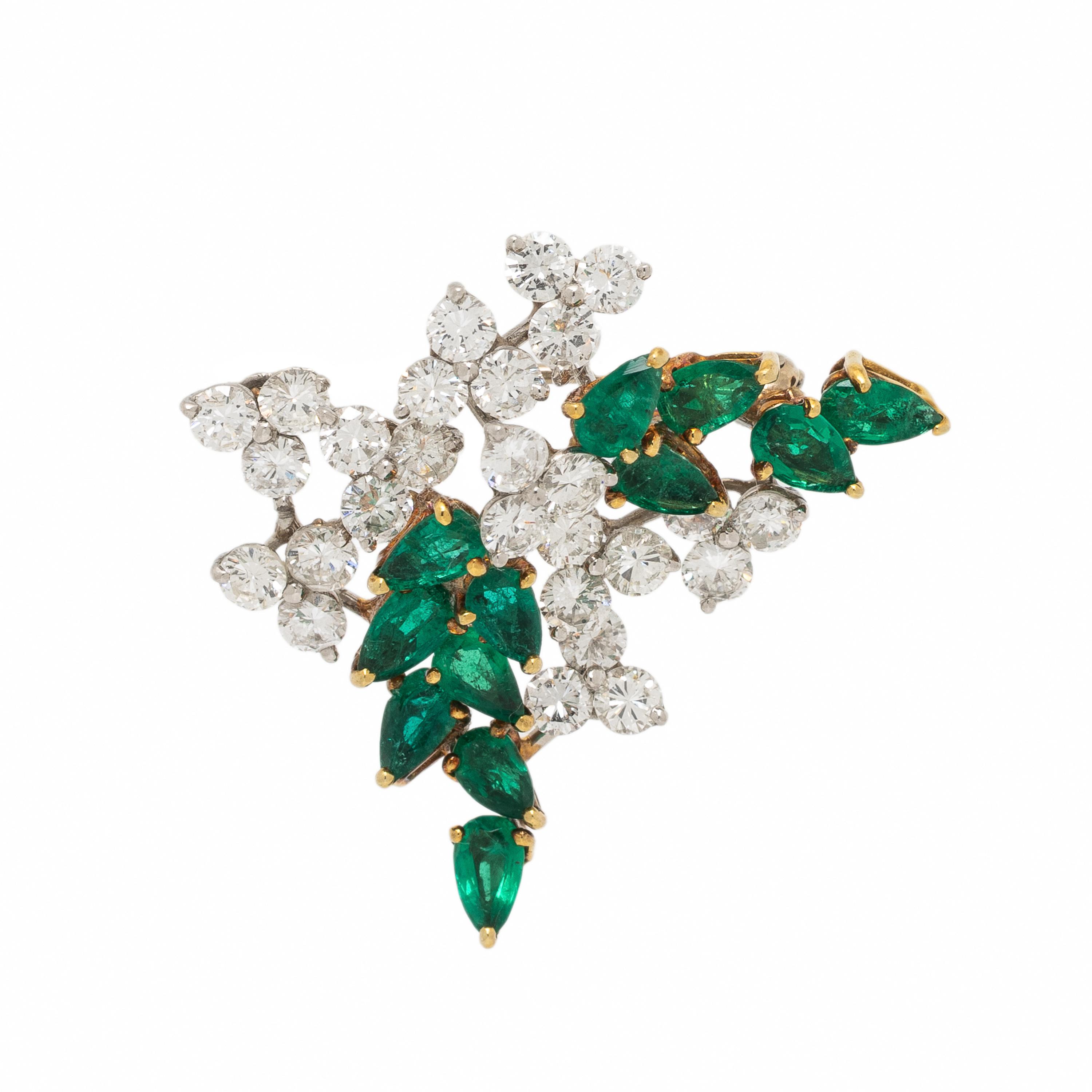 Emerald and Diamond Brooch
