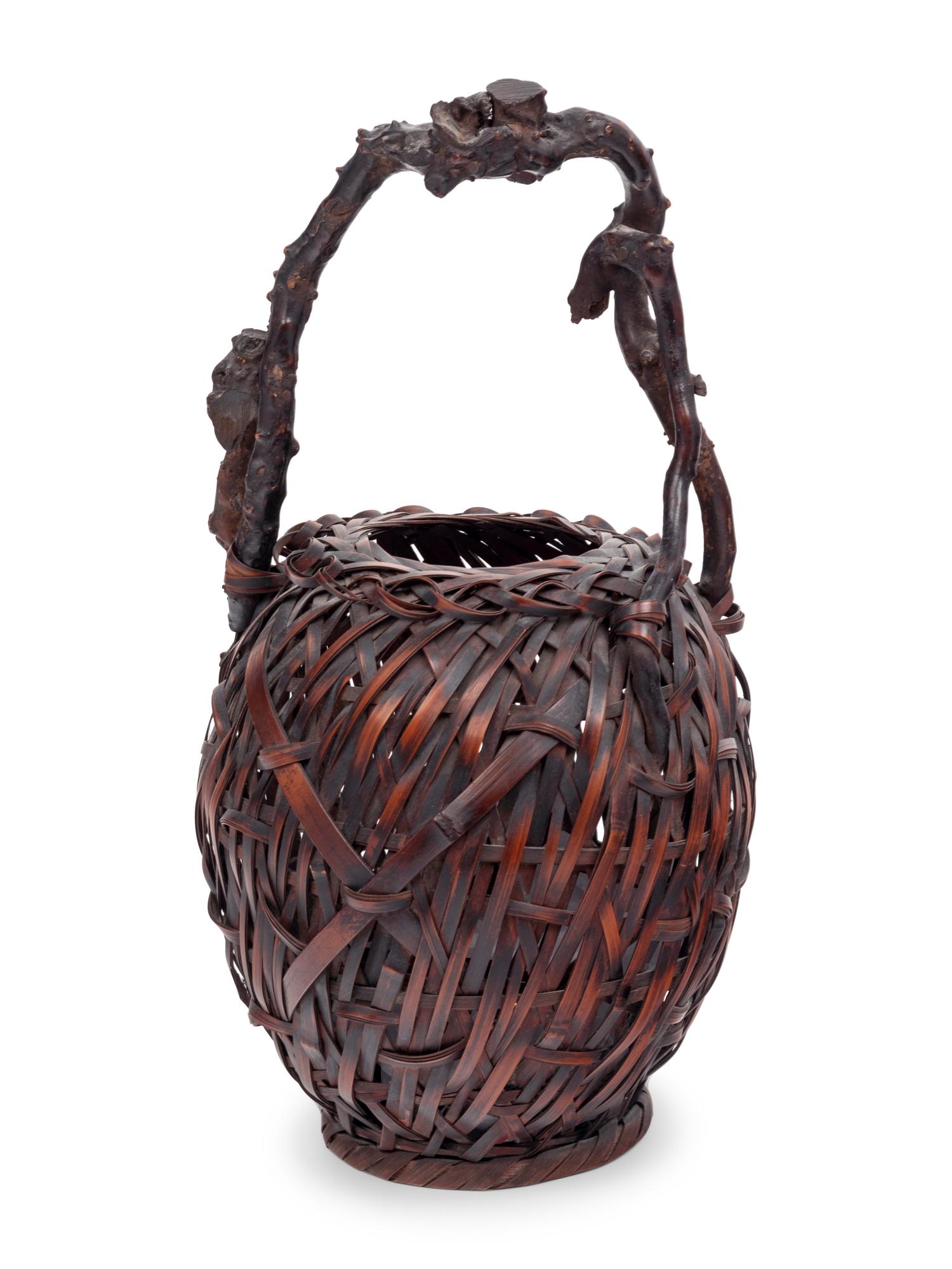 A Japanese Ikebana Bamboo Flower Arranging Basket