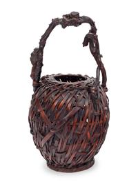 A Japanese Ikebana Bamboo Flower Arranging Basket
