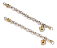 A Pair of Sterling Silver, 18 Karat Yellow Gold, Golden Quartz, Peridot and Diamond Bracelets, Judith Ripka, 89.50 dwts.