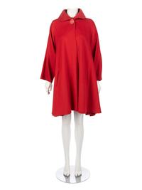 Karl Lagerfeld Red Wool Coat, 1980-90s