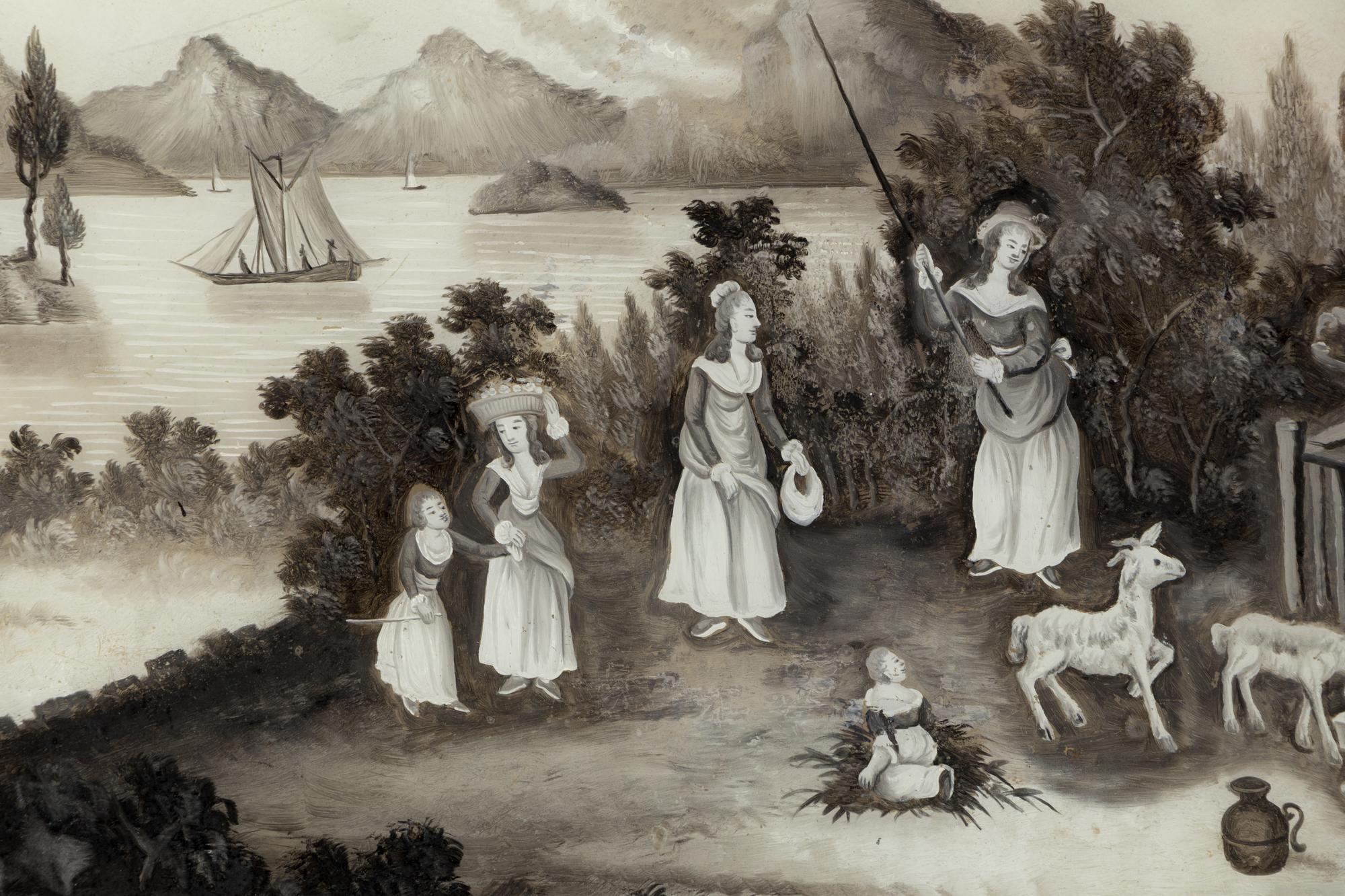 A Pair of Chinese Export Reverse Paintings on Glass