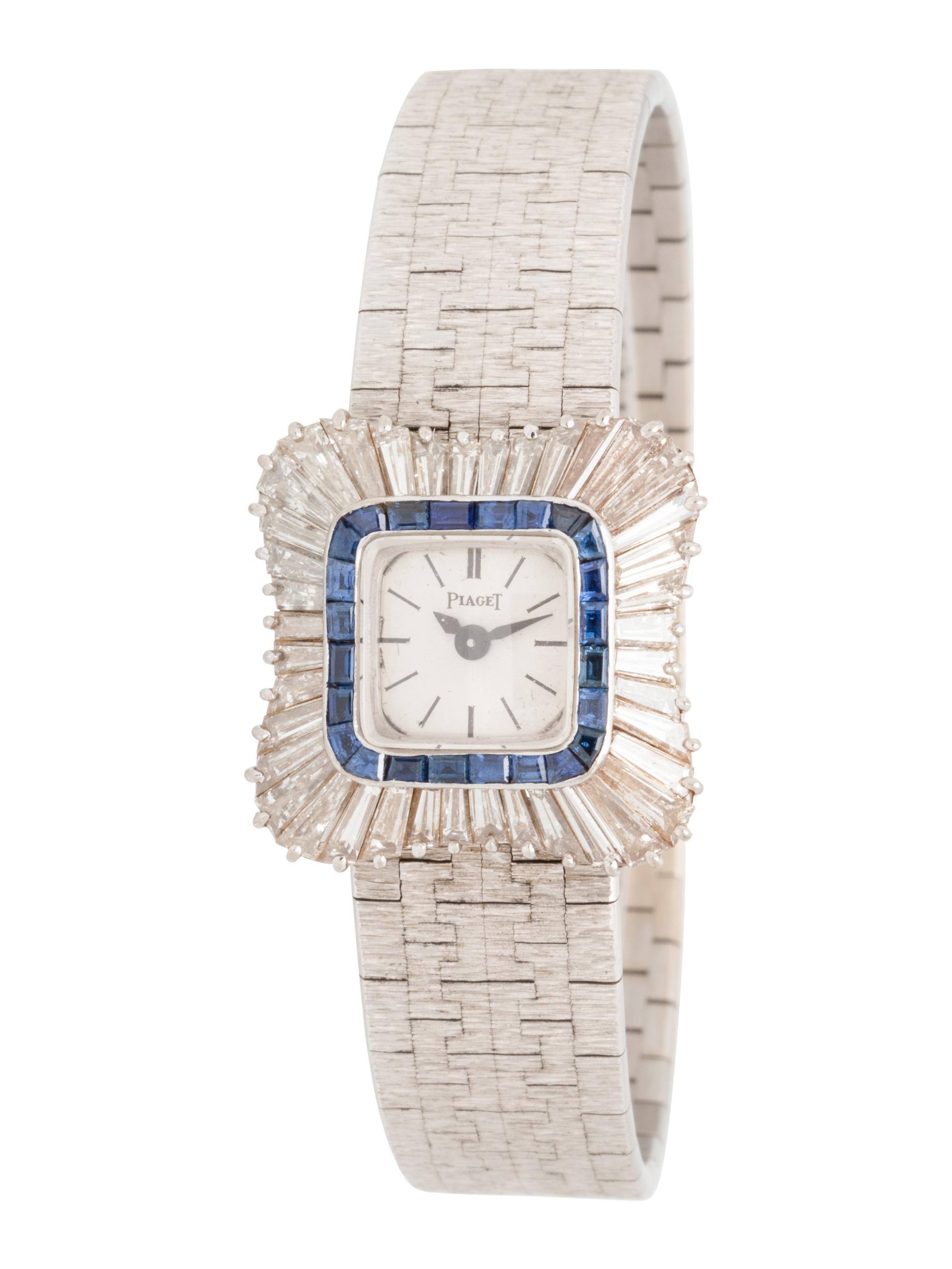 PIAGET, 18K WHITE GOLD, DIAMOND AND SAPPHIRE WRISTWATCH