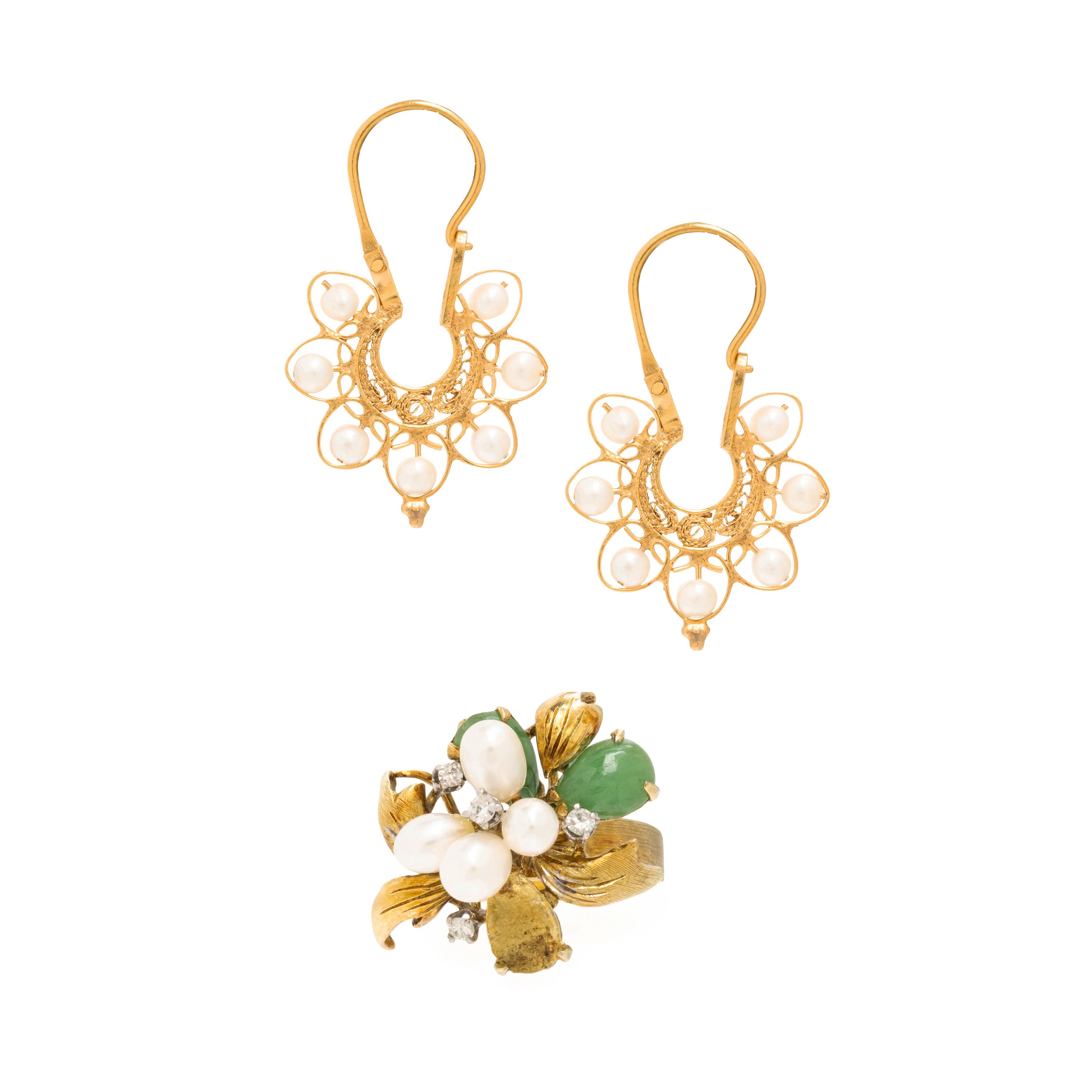Multigem Earrings and Ring