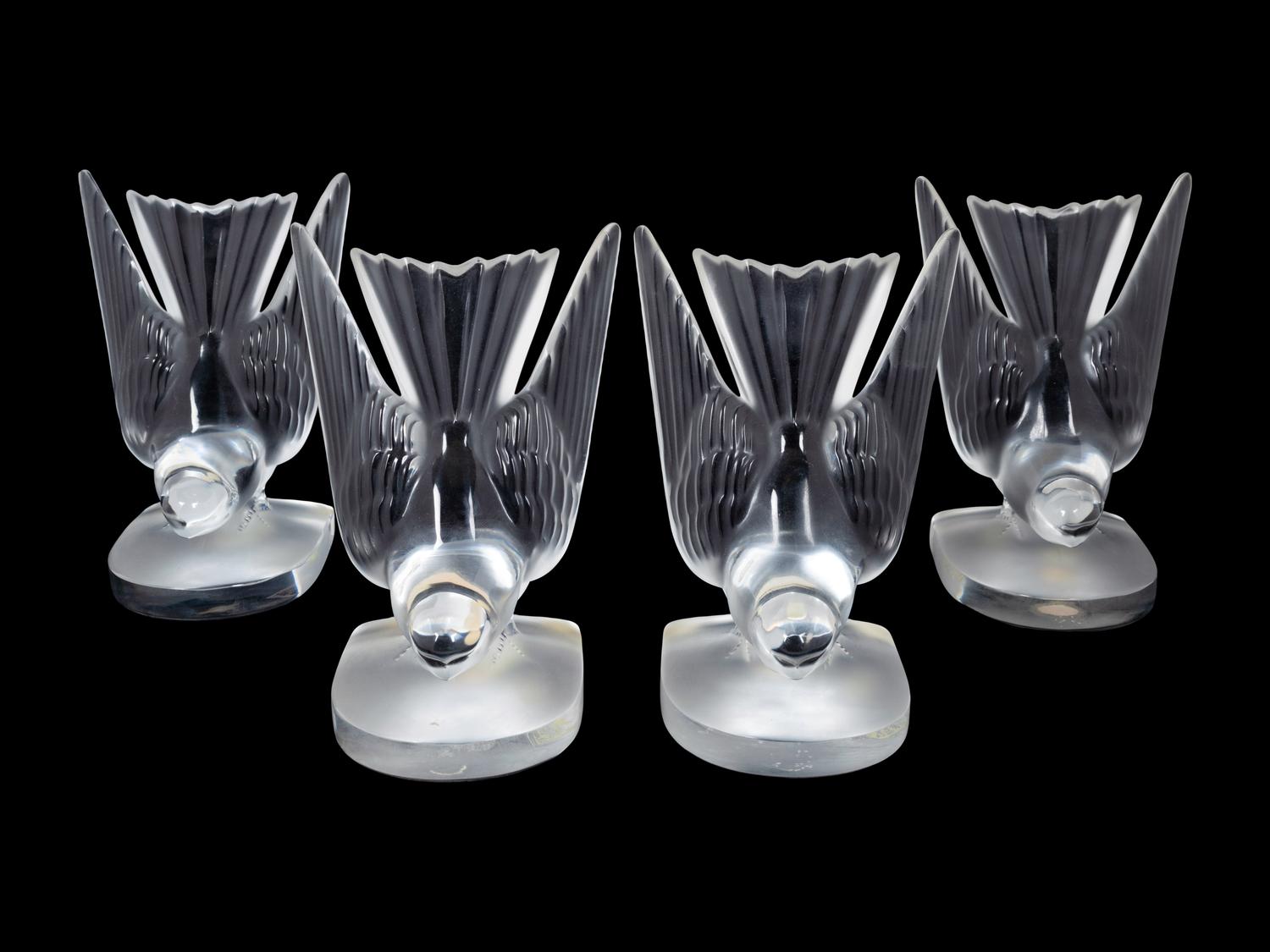 Four Lalique Hirondelle Ornaments
