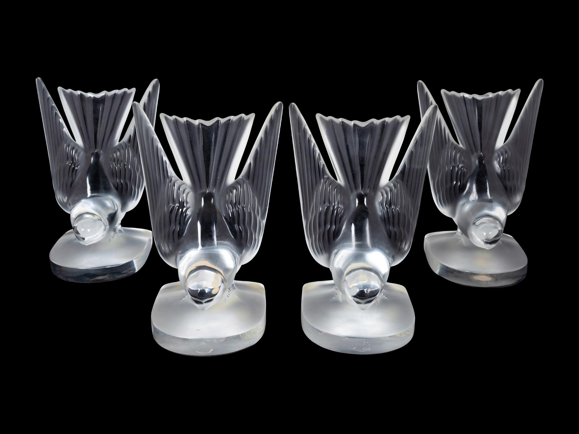 Four Lalique Hirondelle Ornaments