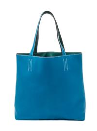 An Hermes Malachite/Bleu Izmir 45cm Taurillon Clemence Double Sens Tote, 17.5" x 15.5" x 5".
