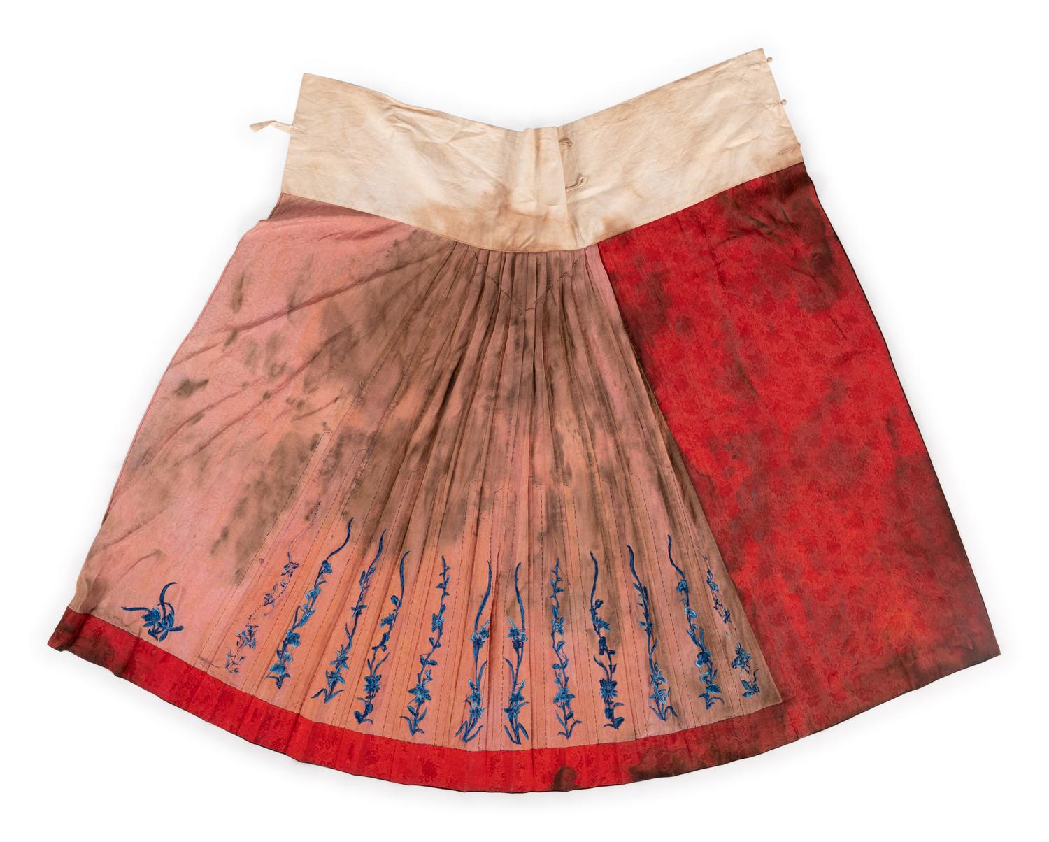 Two Chinese Silk Embroidered Apron Skirts
