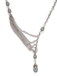 IRIT DESIGN, SILVER, DIAMOND AND CULTURED TAHITIAN PEARL NECKLACE