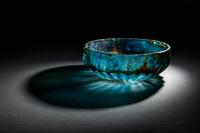 A Roman Blue Glass Ribbed Bowl