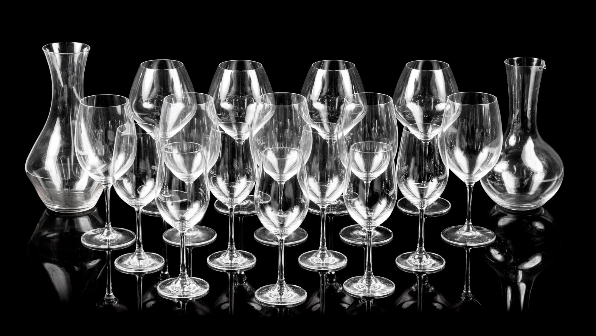An Assembled Group of Austrian Glass Stemware Height of largest decanter 10 7/8 inches. — VARIOUS MAKERS