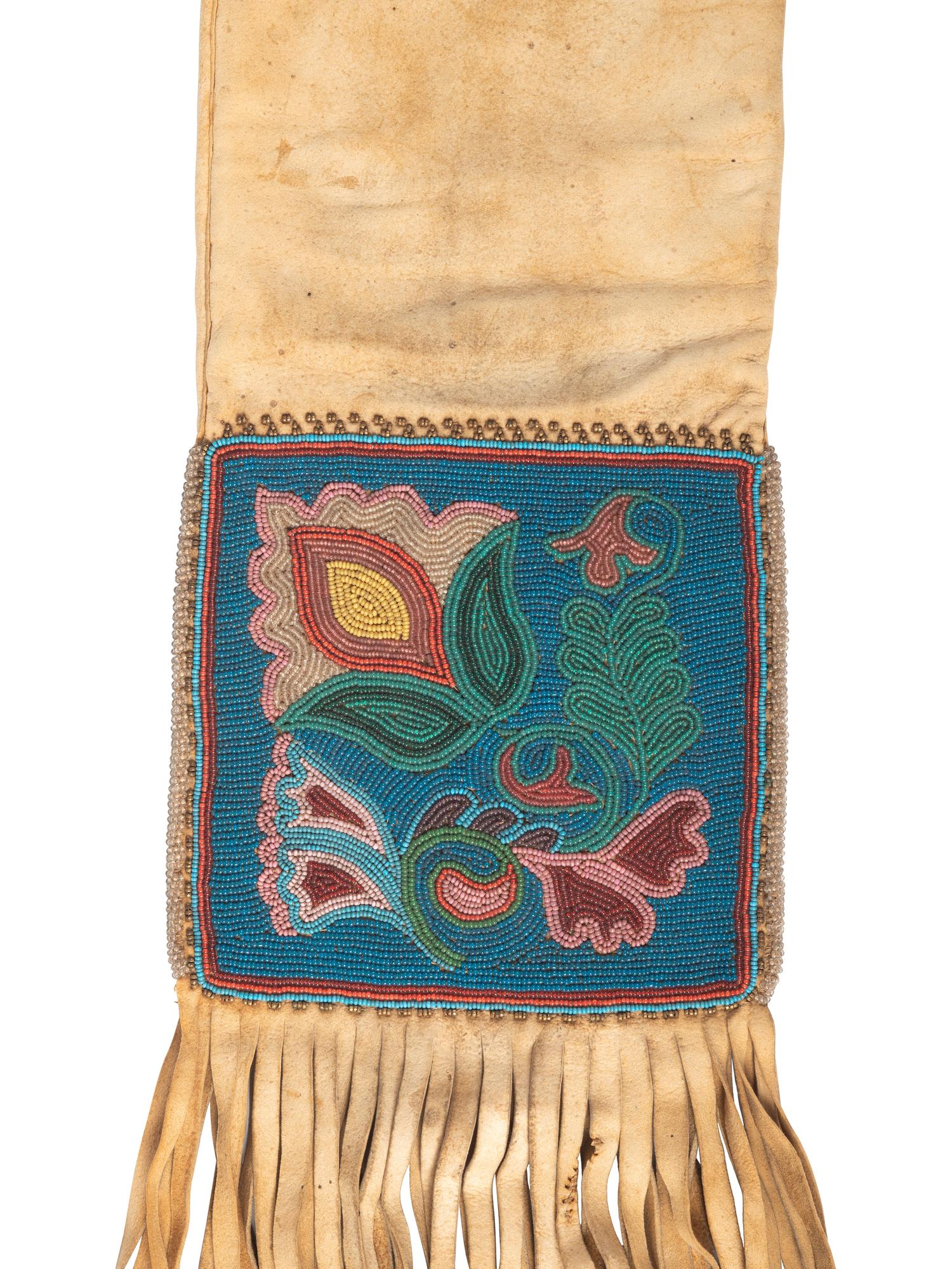 Cree Beaded Hide Tobacco Bag