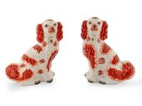 A Pair of Staffordshire Pottery Spaniels