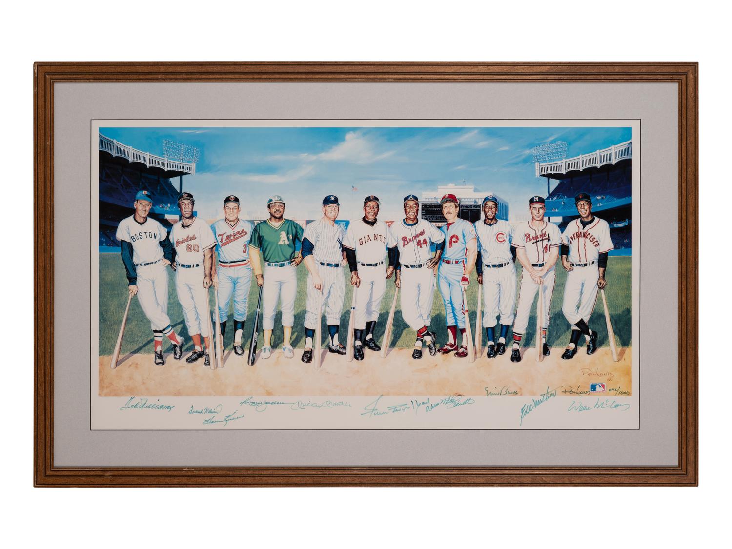 A 500 Home Run Club Signed Autograph Ron Lewis Limited Edition Print (Beckett Authentication Services Letter BAS Certified)