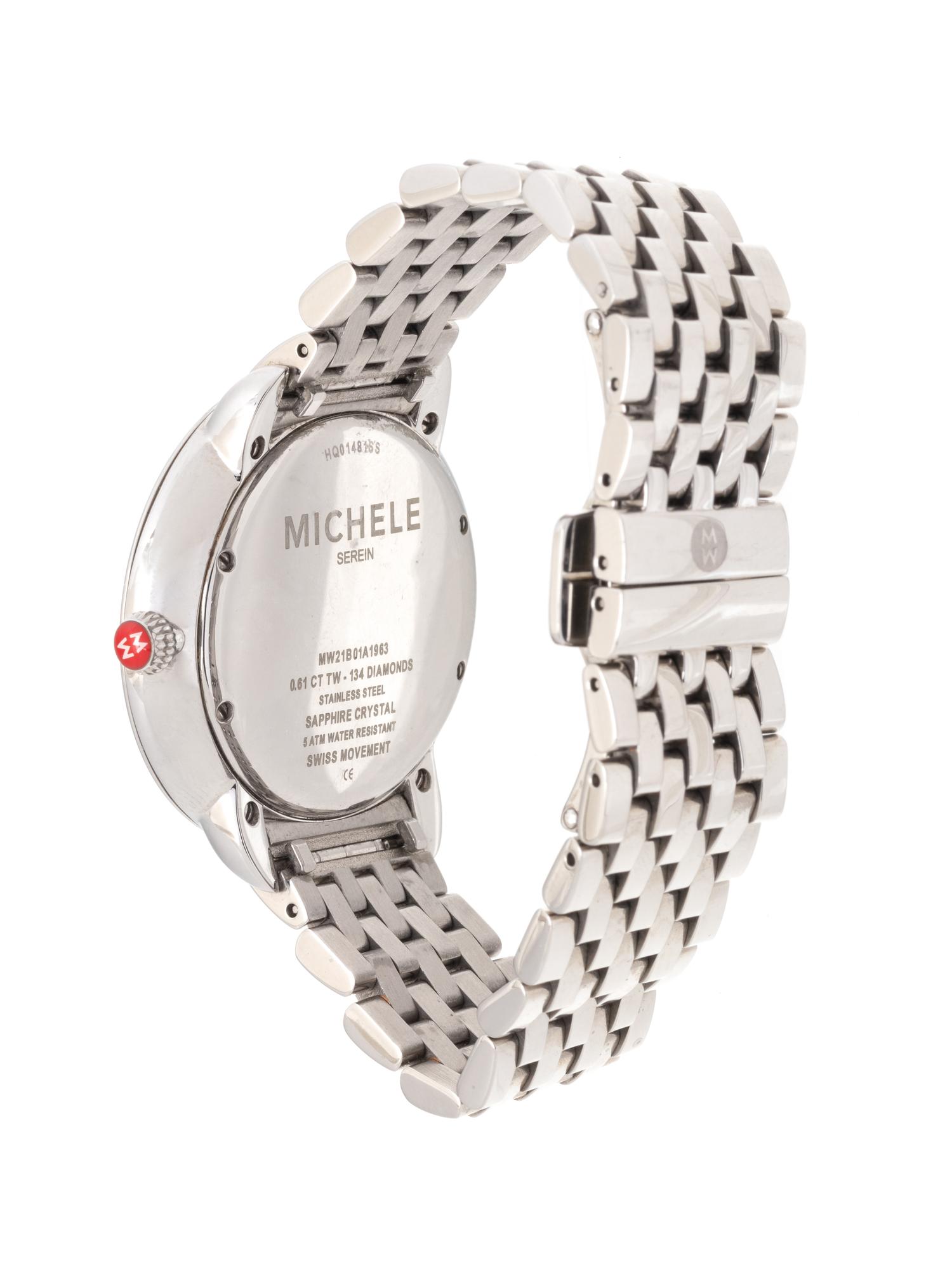 MICHELE, STAINLESS STEEL, MOTHER-OF-PEARL AND DIAMOND 'SEREIN' WRISTWATCH