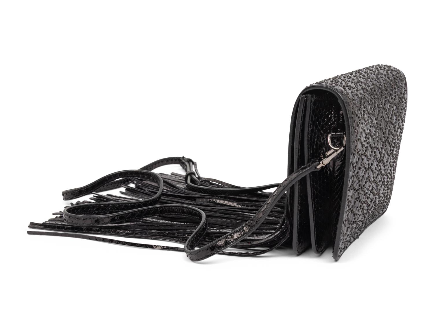 ALAÏA, FRINGED PYTHON FLAP BAG