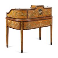 An Edwardian Style Painted Satinwood Carlton House Desk