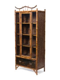 A Victorian Bamboo and Lacquer Cabinet