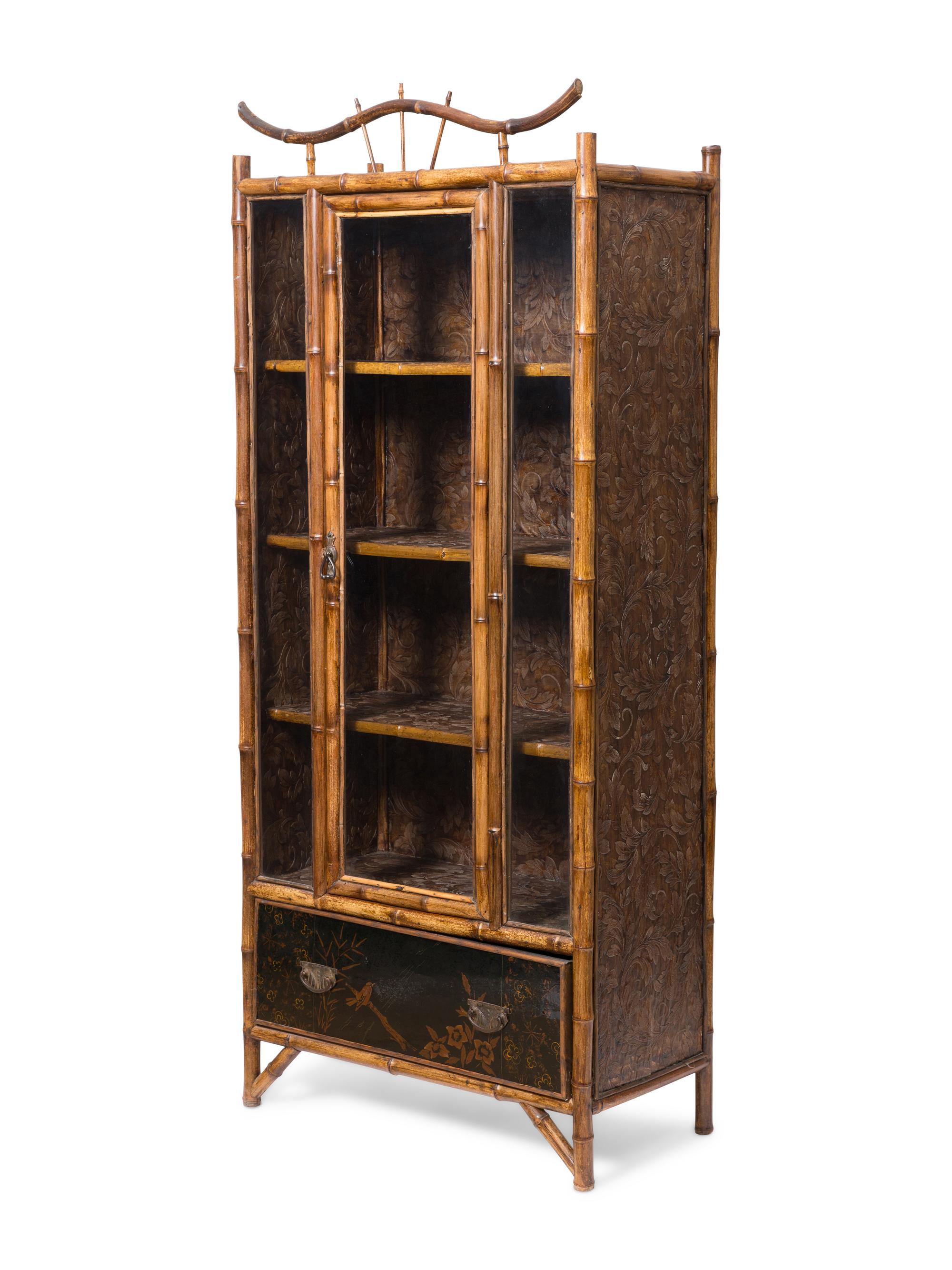 A Victorian Bamboo and Lacquer Cabinet