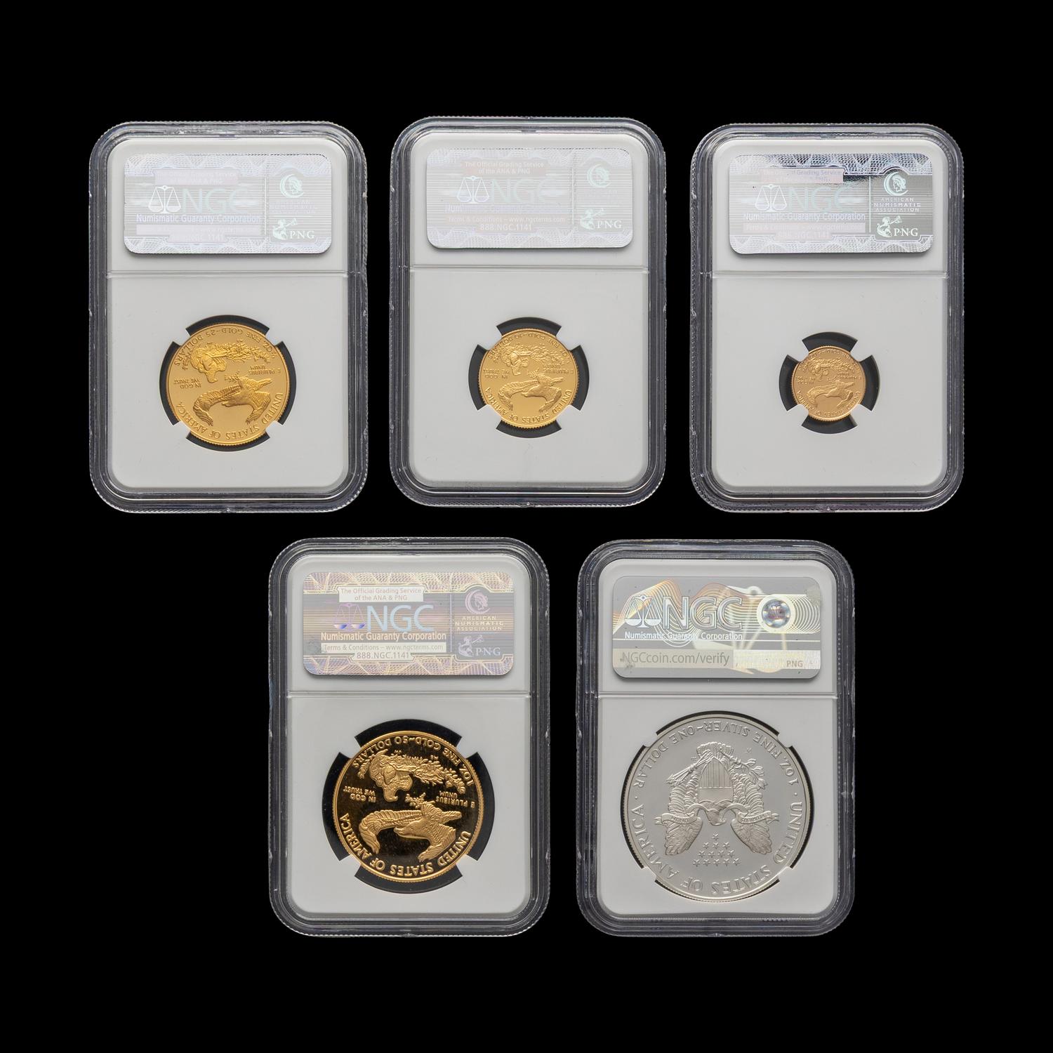 A 1995-W Gold and Silver Eagle 5 Coin Proof Set [NGC PF70 Ultra Cameo]