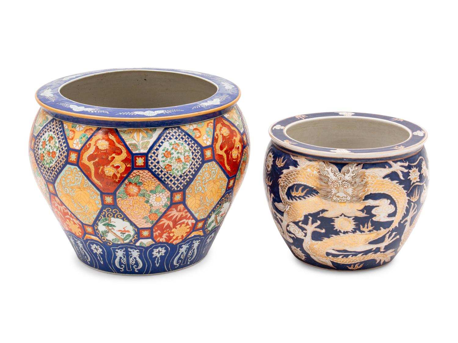 Two Chinese Export Porcelain Planters in the Japanese Taste
