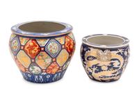 Two Chinese Export Porcelain Planters in the Japanese Taste