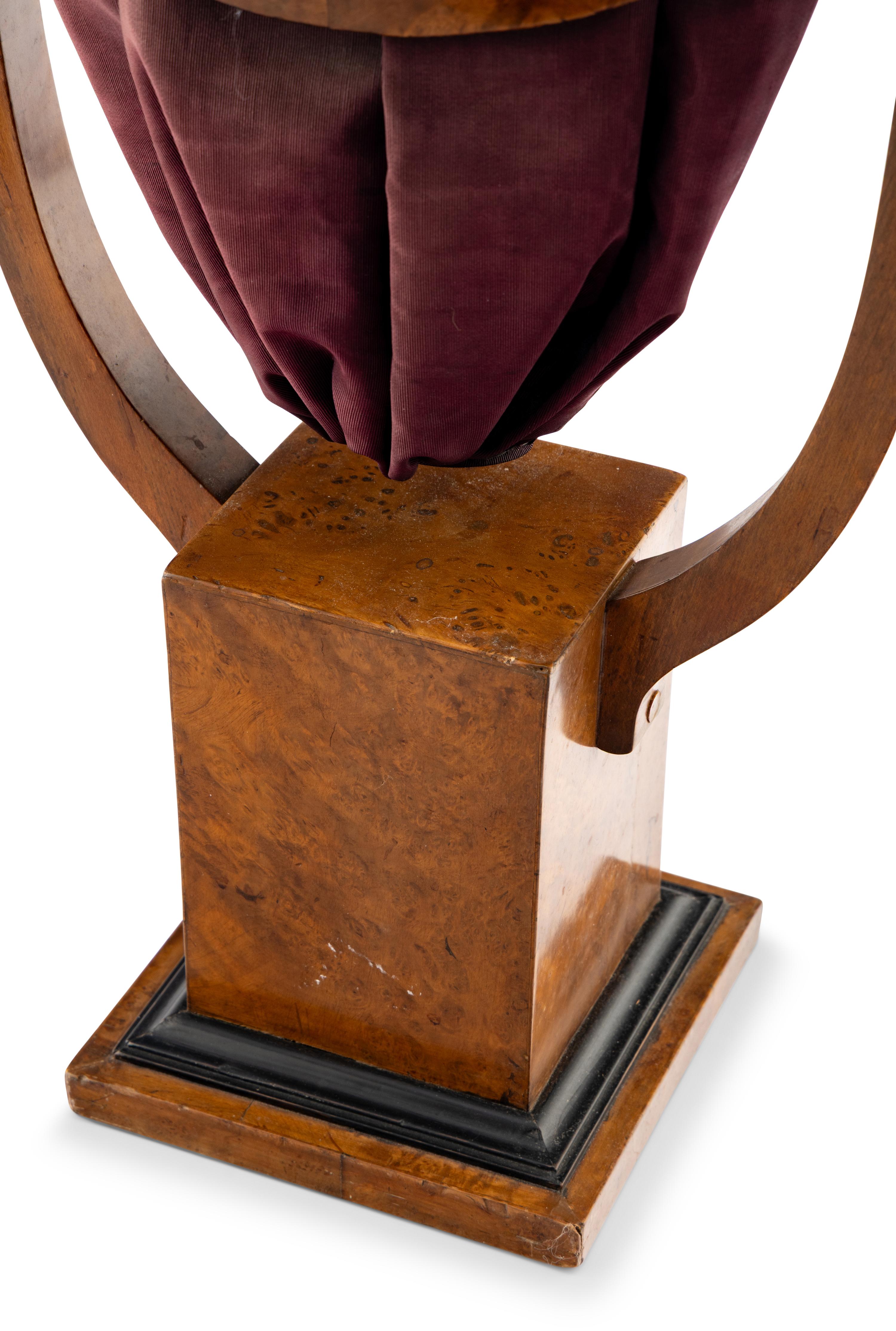 A Biedermeier Burl Walnut and Part-Ebonized Urn-Form Sewing Basket