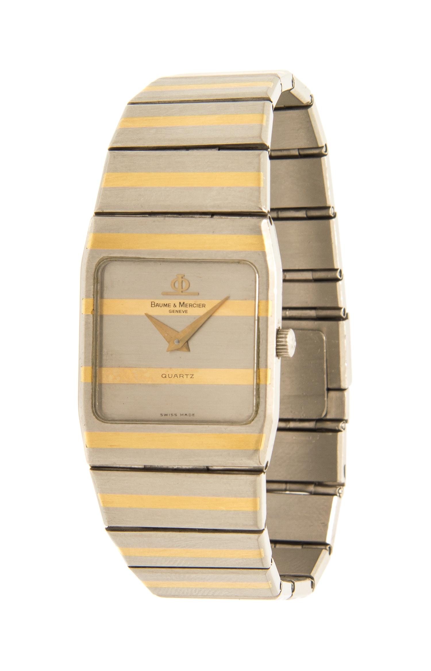 A Stainless Steel and Yellow Gold Wristwatch, Baume & Mercier,